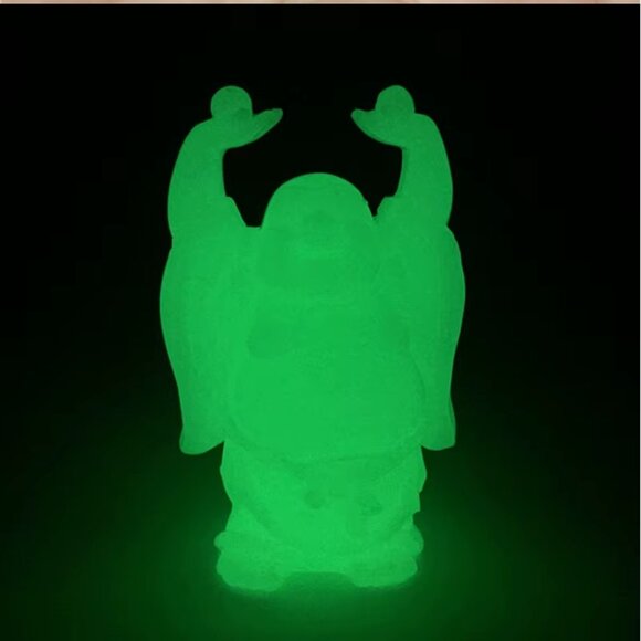 Other - LAUGHING BUDDHA*GLOW in the DARK*STATUE HOTEI-Jade Color Abundance Luck Figurine